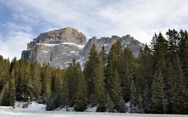 Fototapeta na wymiar Passo Sella Peak on the Ski Resort of Canazei, Dolomites Alps, Italy
