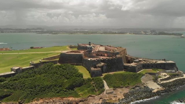 Fortress at Old San Juan, Puerto Rico - Castillo San Felipe del Morro Aerial view of the fortress at Old San Juan, Puerto Rico