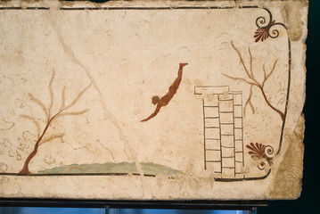 The tomb of the diver in the archaeological site of Paestum, Italy