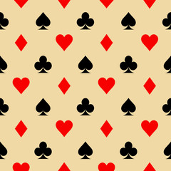 Card icon pattern wallpaper vector background. Card suits seamless pattern. Vector illustration