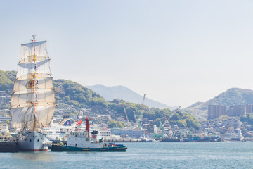長崎帆船祭り Nagasaki Sailing ship Festival　長崎県長崎港　ナジェジュダ - obrazy, fototapety, plakaty