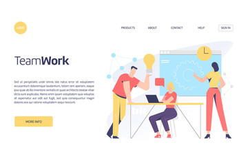 Business related, teamwork theme vector illustration concept for both mobile application and website development