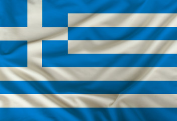 color greece national flag on draped textile, background