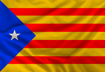 color spain national flag on draped textile, background