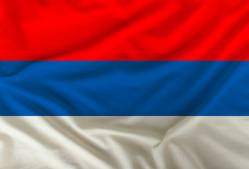 national flag of serbia on silk fabric with soft folds