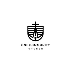 shield number one cross Church Community Logo Design Inspiration custom logo design vector logo non-profit
