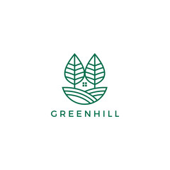 Abstract Green Hill Real Estate trees landscape custom vector Logo Design Inspiration