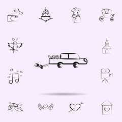 Fototapeta na wymiar Wedding car icon. Universal set of wedding for website design and development, app development