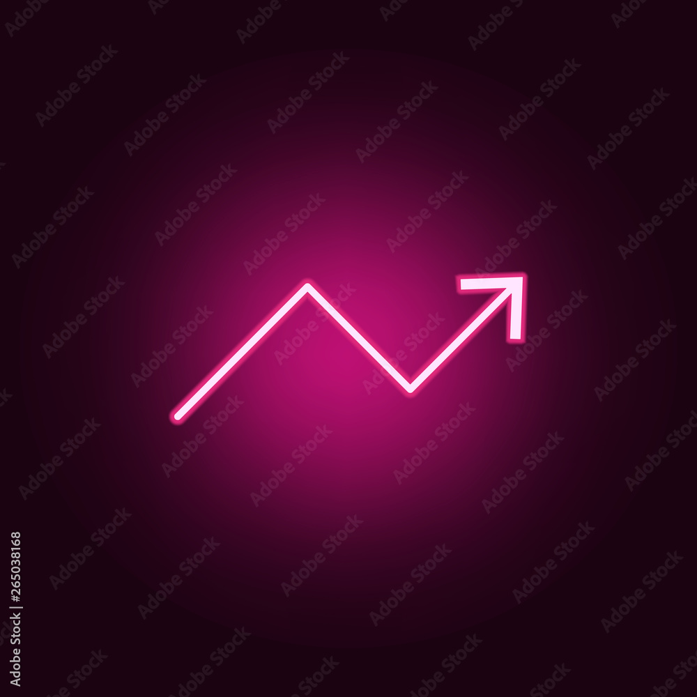 Poster statistics up arrow neon icon. elements of online and web set. simple icon for websites, web design,