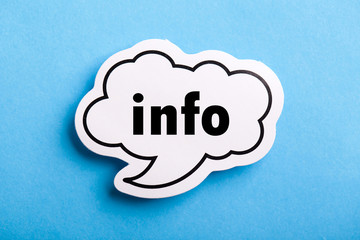 Info Speech Bubble Isolated On Blue Background