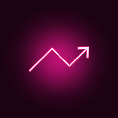 statistics up arrow neon icon. Elements of online and web set. Simple icon for websites, web design, mobile app, info graphics