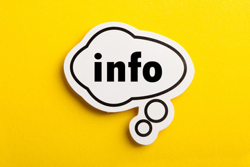 Info Speech Bubble Isolated On Yellow Background
