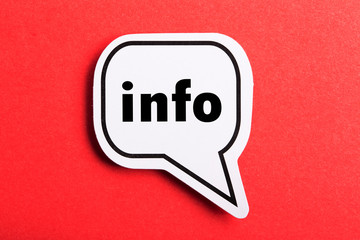 Info Speech Bubble Isolated On Red Background