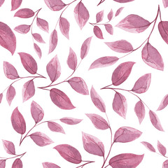 Pattern of watercolor leaves. Spring texture for printing on postcards and pogloshcheniya. Seamless background for design and textiles.