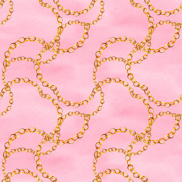 gold chains seamless pattern. jewelry background. luxury illustration.