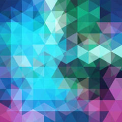 Obraz premium Triangle vector background. Can be used in cover design, book design, website background. Vector illustration. Green, blue, pink colors.