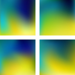 Fototapeta premium Set with abstract blurred backgrounds. Vector illustration. Modern geometrical backdrop. Abstract template. Yellow, green, blue colors.