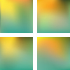 Set with pastel abstract blurred backgrounds. Vector illustration. Modern geometrical backdrop. Abstract template. Yellow, green colors.