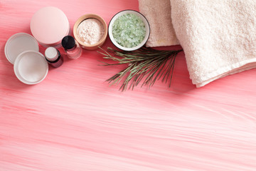 Cosmetics for skin care with natural ingredients. Eco cosmetics. Cream, lotion, oil, tonic near...