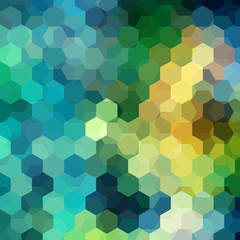 Fototapeta na wymiar Abstract background consisting of green, blue, yellow hexagons. Geometric design for business presentations or web template banner flyer. Vector illustration