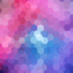 Background made of pink, purple, blue hexagons. Square composition with geometric shapes. Eps 10