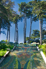 Colorful California St. mosaic staircase in San Francisco, CA. (USA)