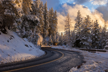 Wintery mountain road Boise Idaho