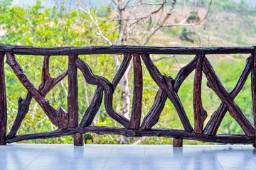 wood railing from old center trunk tree home decoration nature design