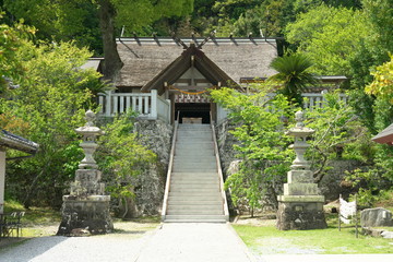 Obraz premium Chiba,Japan-April 28, 2019: Takabe shrine in Chiba prefecture, Japan. The only shinto shrine in Japan worshiping cooking and kitchen.