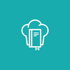 Vector book and chef hat logo combination. Kitchen and market symbol or icon. Unique bookstore, library and cook logotype design template. - Vector 