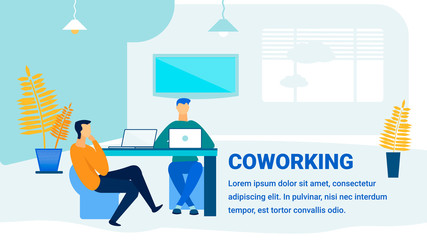 Coworking Office Promotion Flat Banner Template