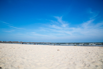 White sand and blue sea, beautiful sky