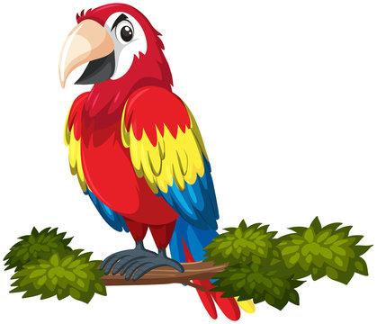 A parrot character on tree branch