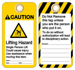 Caution Lifting Hazard Single person lift could cause injury use assistance when moving this item Symbol Sign ,Vector Illustration, Isolate On White Background Label. EPS10