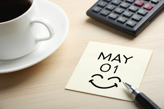 May 01 Happy Labor Day Concept On Sticky Note