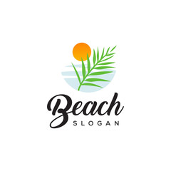 beach and palm tree logo design