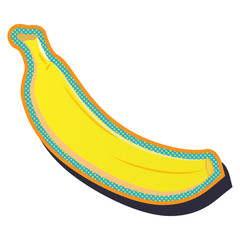 Vector illustration of banana retro sticker isolated on white