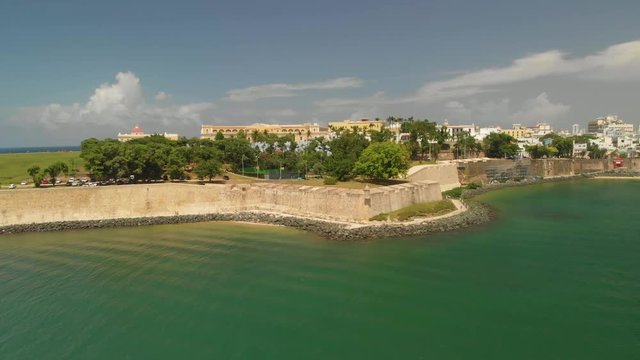 Historical fortress - San Agust&iacute;n Bastion and San Juan Gate at Old San Juan Aerial view of the Historical fortress - Basti&oacute;n de San Agust&iacute;n and Puerta De San Juan at Old San Juan , Puerto Rico