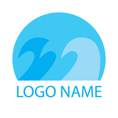 waves in the sea blue sun circle logo vector