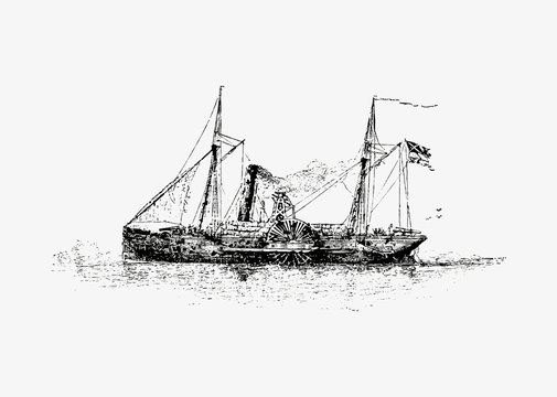 Shipwreck vintage drawing