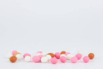 decorated easter eggs on white background