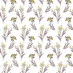 Texture with flowers and plants. Floral ornament. Original flowers pattern.