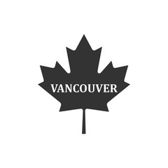 Canadian maple leaf with city name Vancouver icon isolated. Flat design. Vector Illustration