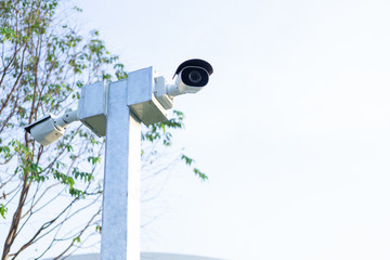Closed circuit camera at outside building, Security system concept  