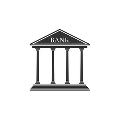 Bank building icon isolated. Flat design. Vector Illustration