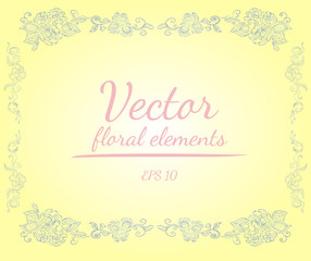 Obraz premium Wreath of roses or peonies flowers with shalimar, lemon, polo blue, azalea and white nectar colors. Floral frame design elements for invitations and greeting cards. Hand drawn. Line art. Sketch.