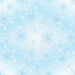 Gentle blue gradient seamless christmas pattern with vintage snowflakes