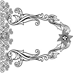 Vector illustration card with drawing flower frame