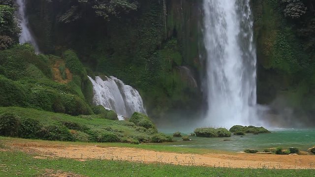view of “ Ban Gioc “ waterfall, Cao Bang, Vietnam. Vietnam waterfall at the Vietnames China border. Natural landscape