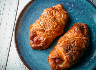 Sausage bread on a plate